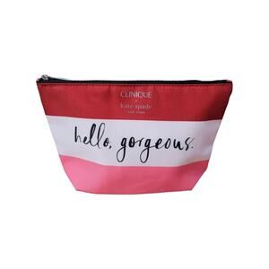 Clinique x Kate Spade Red White Pink Cosmetic Bag